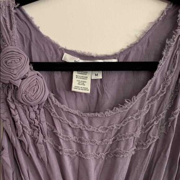 Max Studio Medium Dress Purple Appliqué Neckline - Picture 2 of 3
